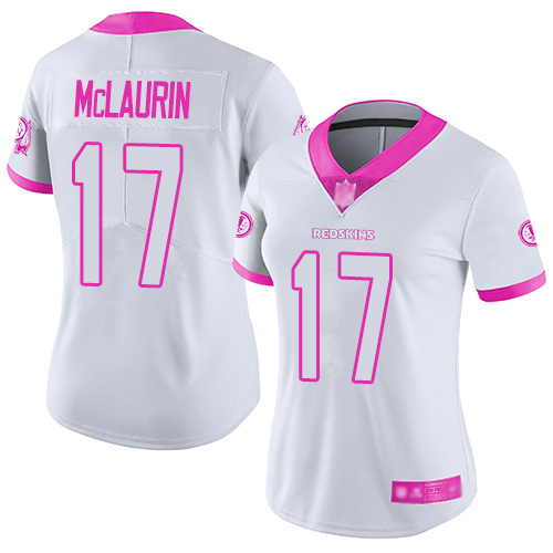 Washington Redskins Limited White Pink Women Terry McLaurin Jersey NFL Football #17 Rush Fashion->women nfl jersey->Women Jersey